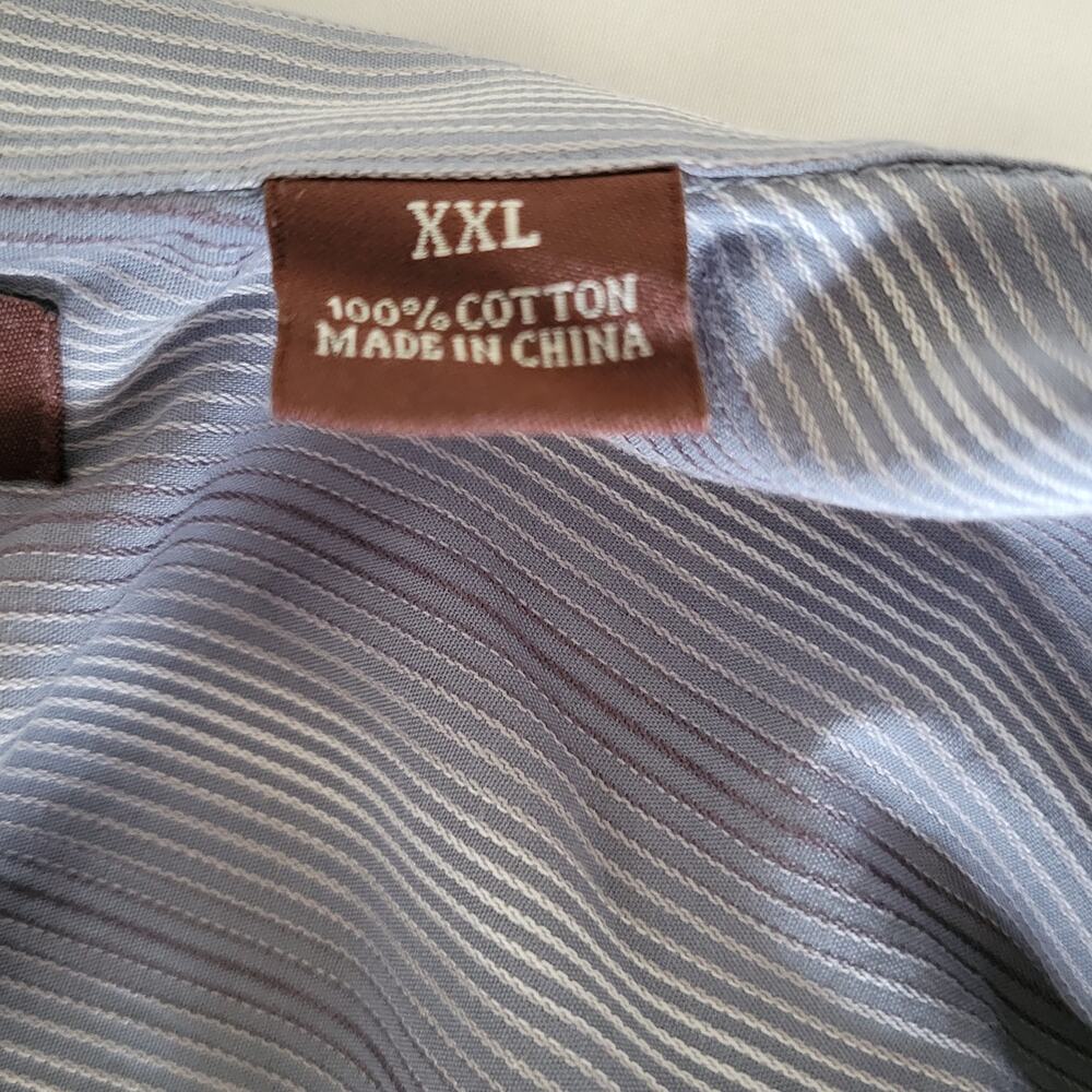 Perry Ellis Men Shirt Size XXL‎ Variegated Blues White Long Sleeve Front Button - Picture 4 of 10